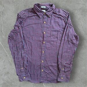 J Crew Slim Fit Plaid Button Down Shirt Men's Medium Red‎ Blue Cotton